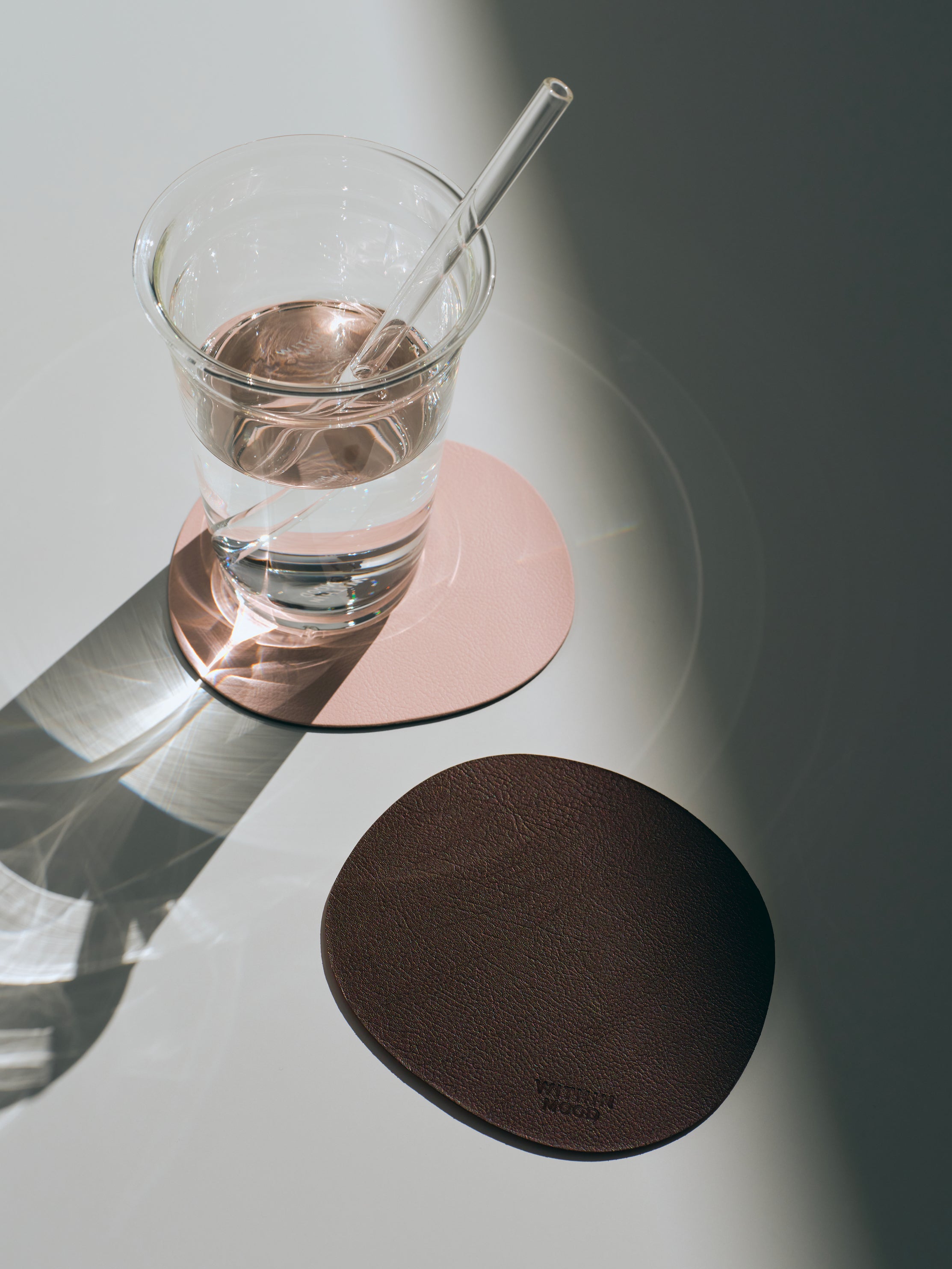 Glass Coasters, darkbrown/ milky pink, set of 2