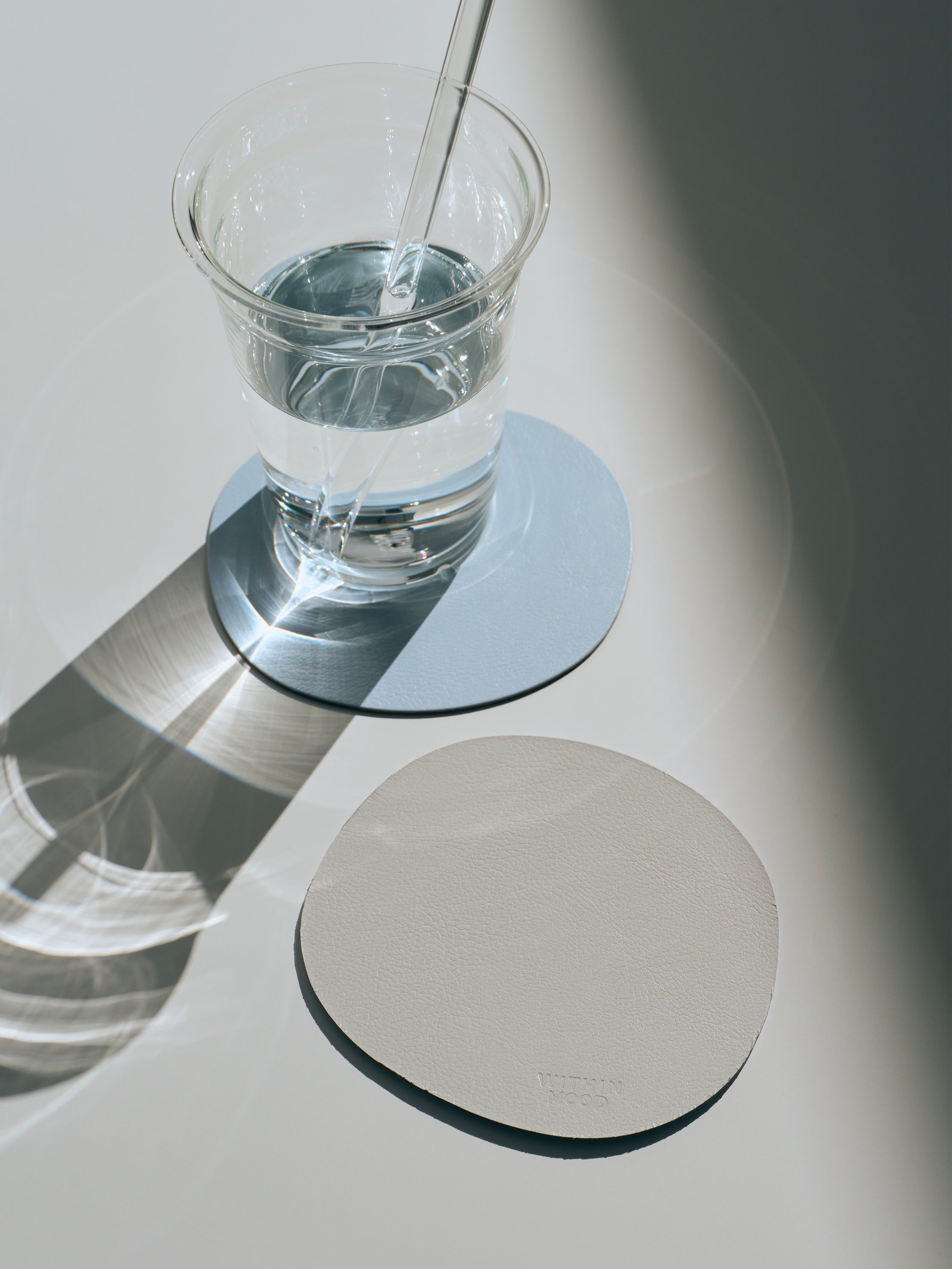 Glass Coasters, light grey/ baby blue, set of 2
