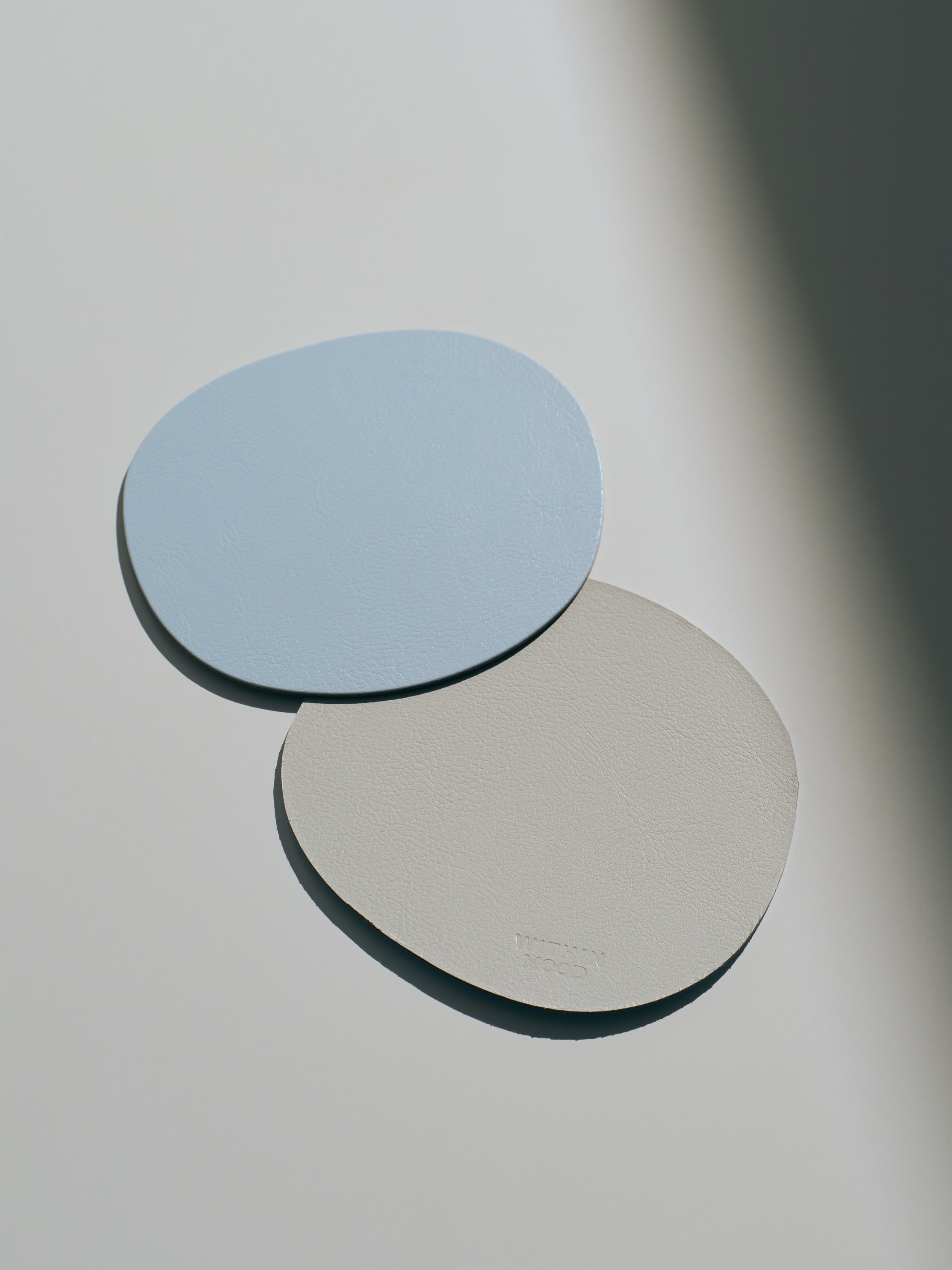 Glass Coasters, light grey/ baby blue, set of 2