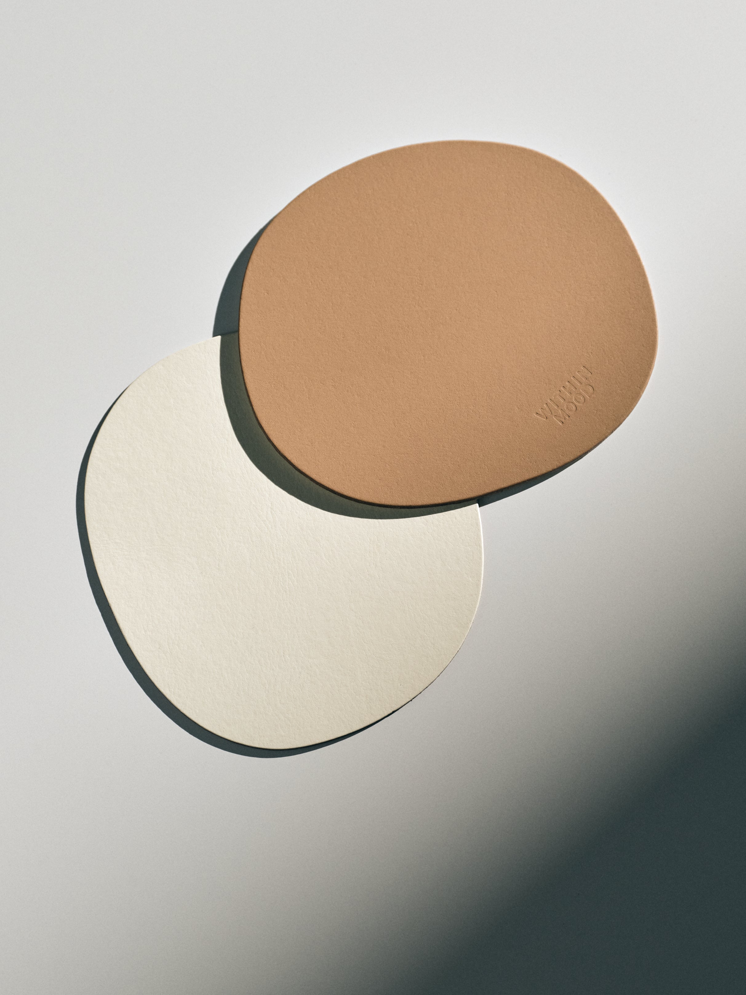 Glass Coasters, brown/ creamwhite, set of 2