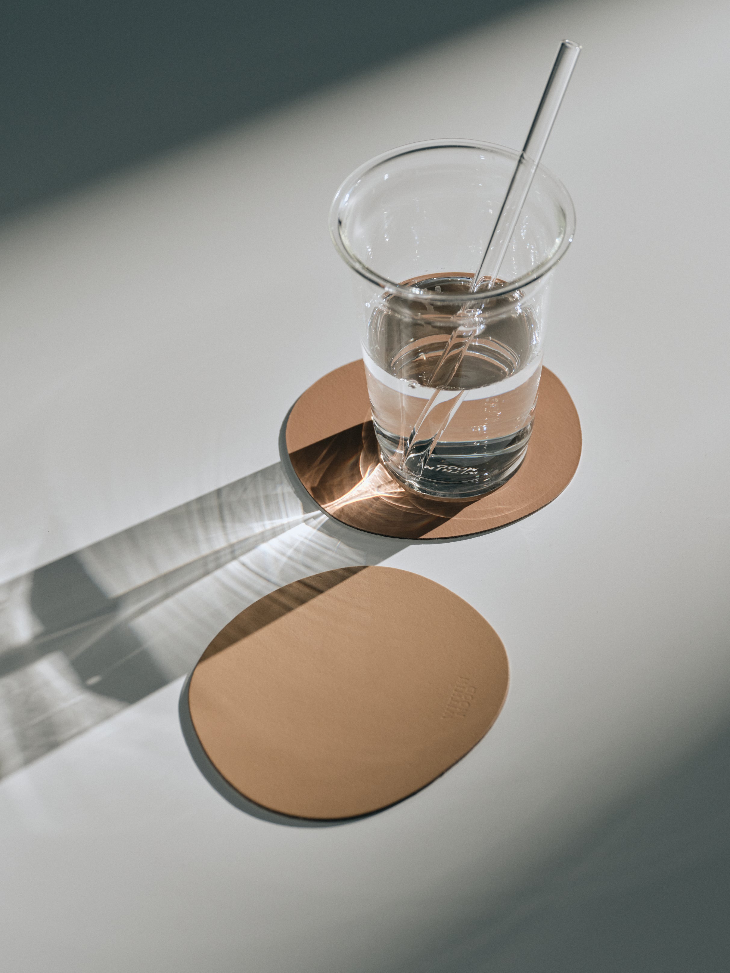 Glass Coasters, brown/ creamwhite, set of 2