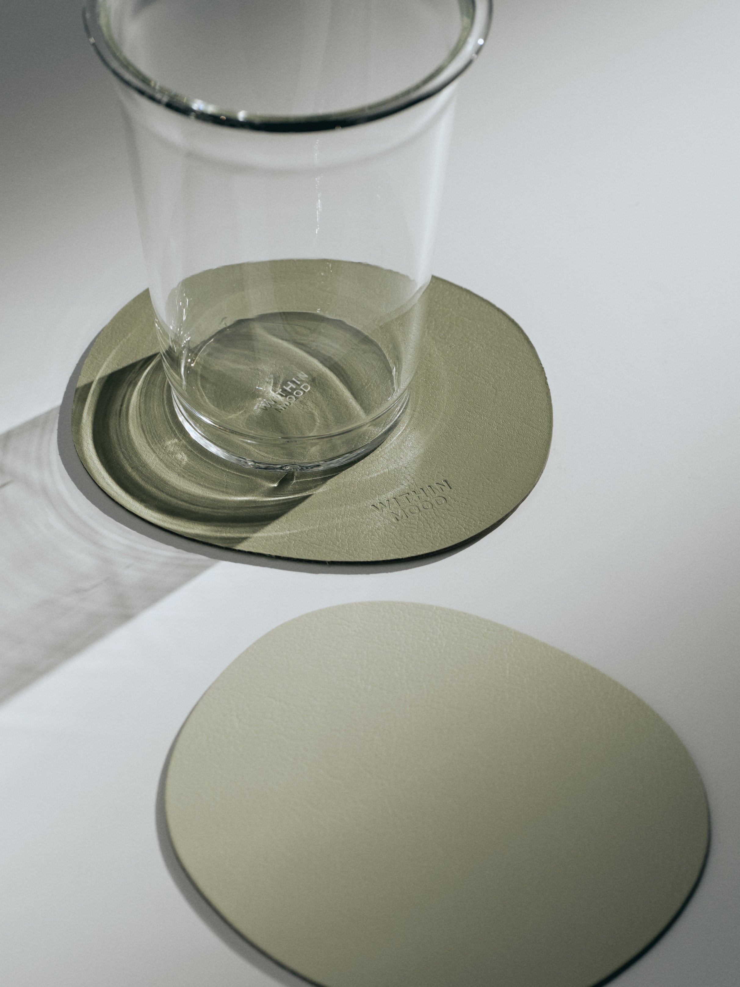 Glass Coasters, sage/ creamgreen, set of 2