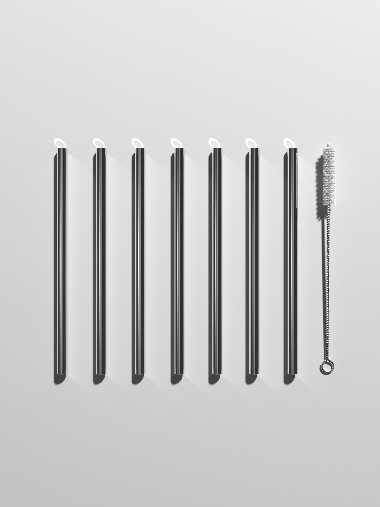 Straws & Cleaning Stick Set, chrome