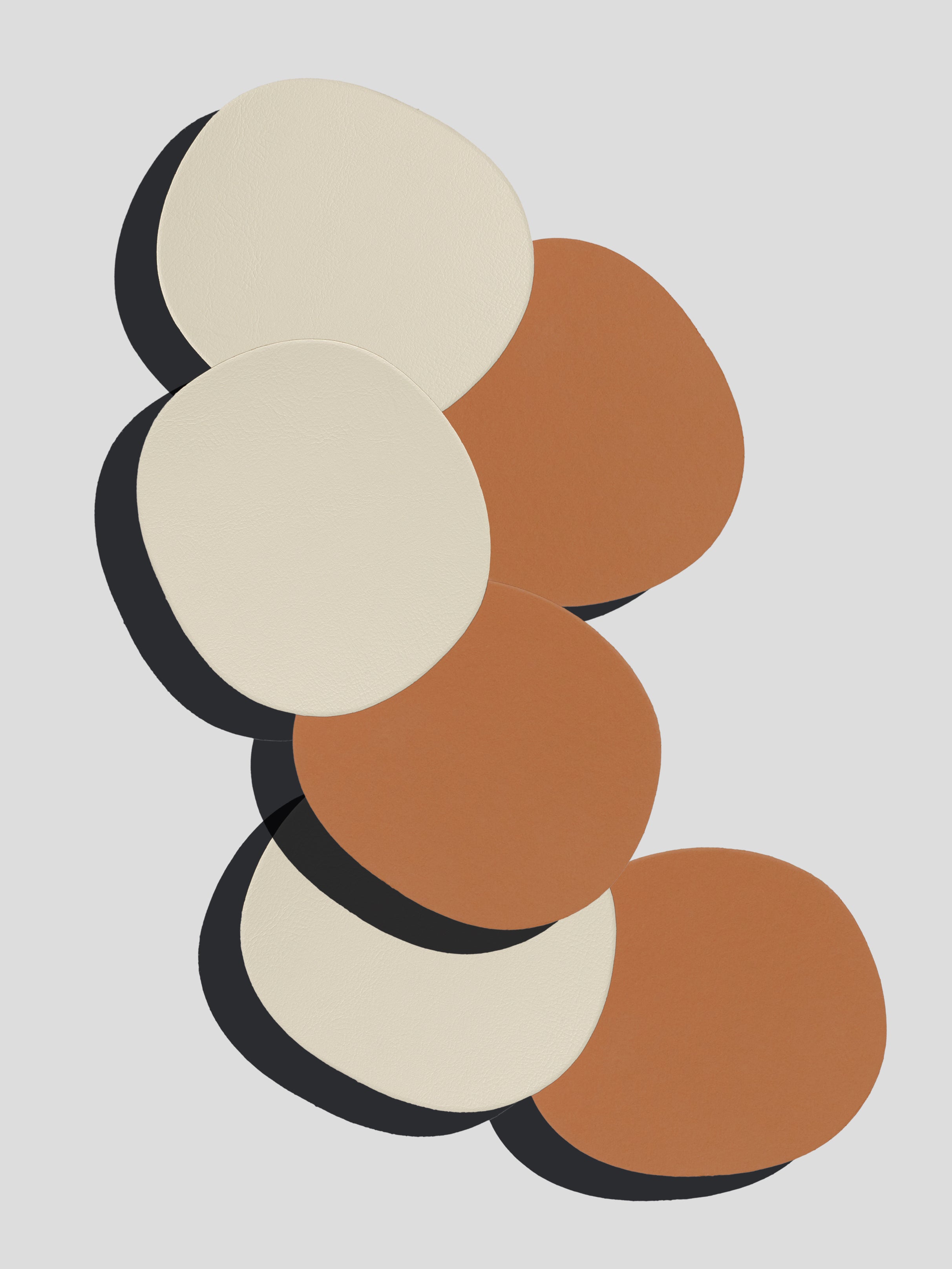 GLASS COASTER BROWN / CREAM WHITE, 2-PACK